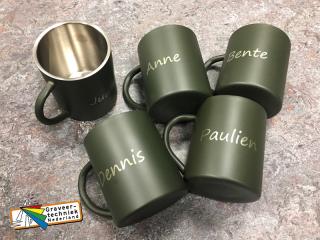 RVS mokken met naam bedrukken